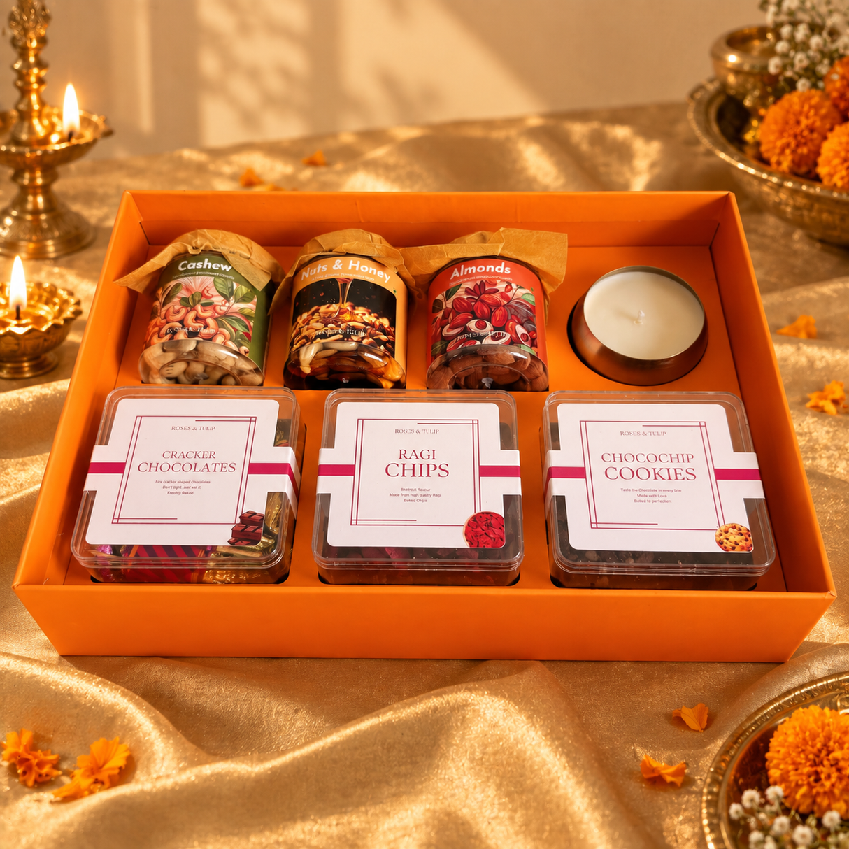 A Beautiful Gesture Diwali gift hamper displayed with warm festive décor