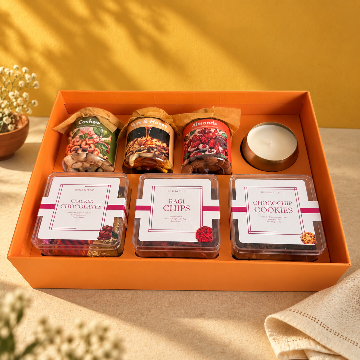 A Beautiful Gesture premium gift hamper photographed in an elegant studio setting