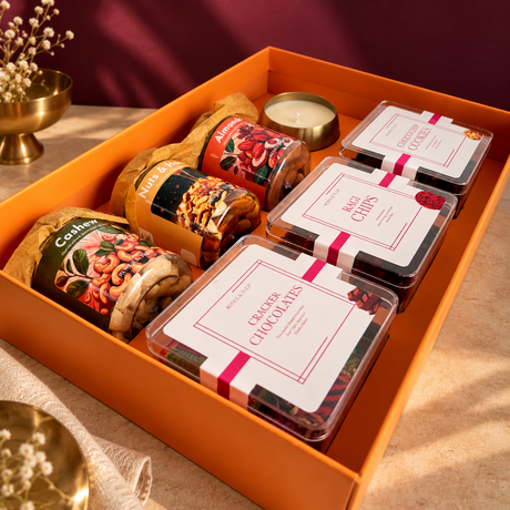 Elegant open box of the A Beautiful Gesture premium hamper by Roses & Tulip